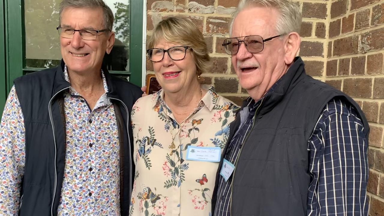 (L) Former deputy principals Allan Morgan, Janelle Anderson and former principal Leoll Barron remember working together at Maryborough State High School. Photo: Stuart Fast