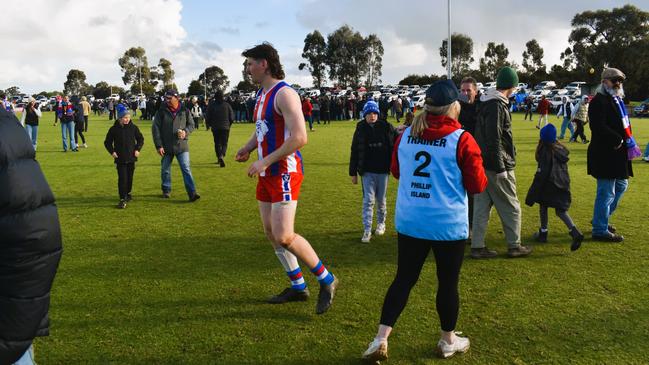 West Gippsland league grand final match 2024 — Phillip Island Bulldogs V Nar Nar Goon "The Goon" Football Club at Garfield Recreation Reserve on September 14, 2024. Picture: Jack Colantuono