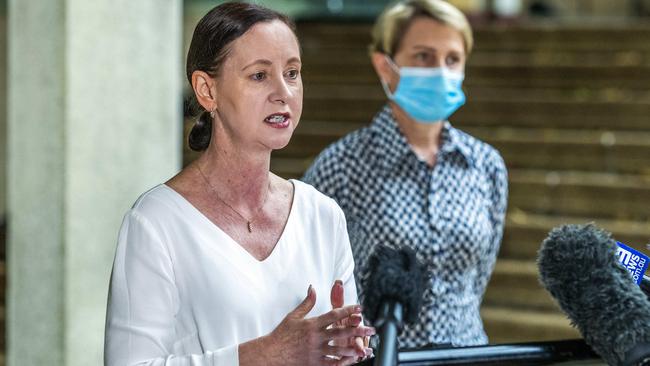 Queensland Health Minister Yvette D’Ath and her Deputy Chief Health Officer, Dr Sonya Bennett. Photo: Richard Walker.