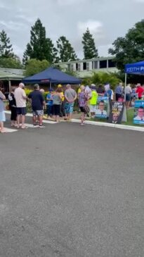 Lines extended into the car park at the pre-poll booth at the Hervey Bay Citizens Centre.