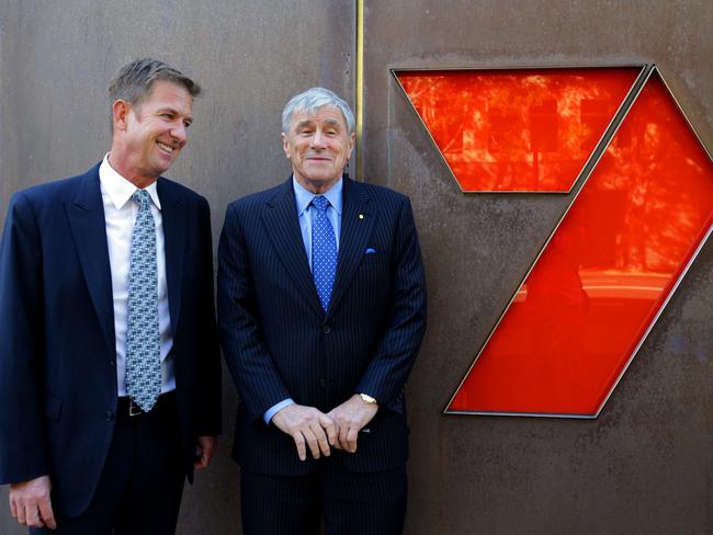 \Seven West Media CEO Tim Worner and Seven West Chairman Kerry Stokes. Picture: Sam Mooy