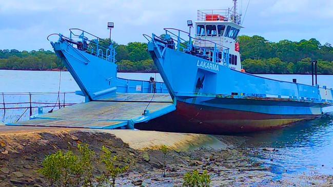 The Lakarma barge that ran aground.