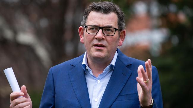 Premier Daniel Andrews urges Victorians to get tested as soon as they experience symptoms. Picture: Sarah Matray