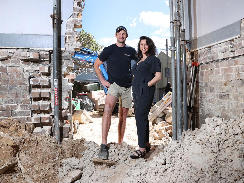 Pictured is Will and Marni Crutchley at their property in Balmain. They bought the house a year ago and have just started an 8 month renovation. There is currently a renovation boom in Sydney.Picture:Richard Dobson