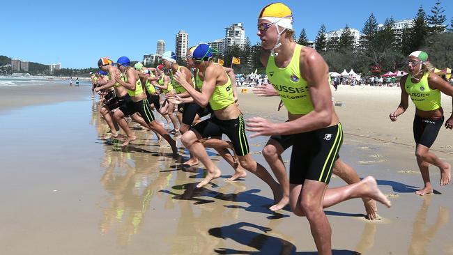 And they’re off! Australian SLS championships at North Burleigh. Pic Mike Batterham