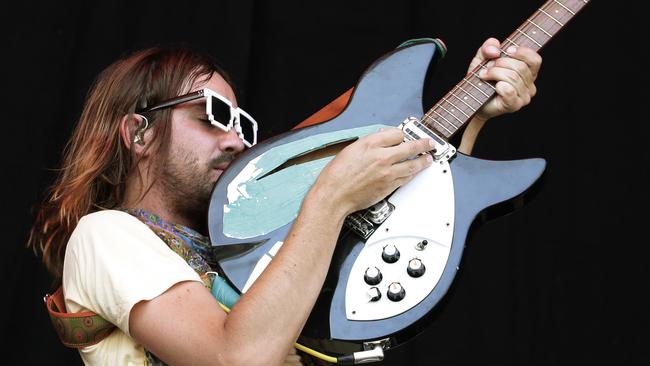 Tame Impala lead singer Kevin Parker performing at Gold Coast’s Big Day Out. Picture: Luke Marsden.