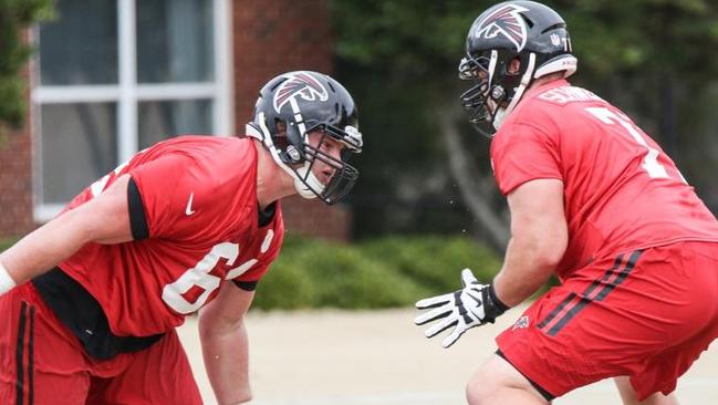 Muir (left) is on the Atlanta Falcons practice squad.