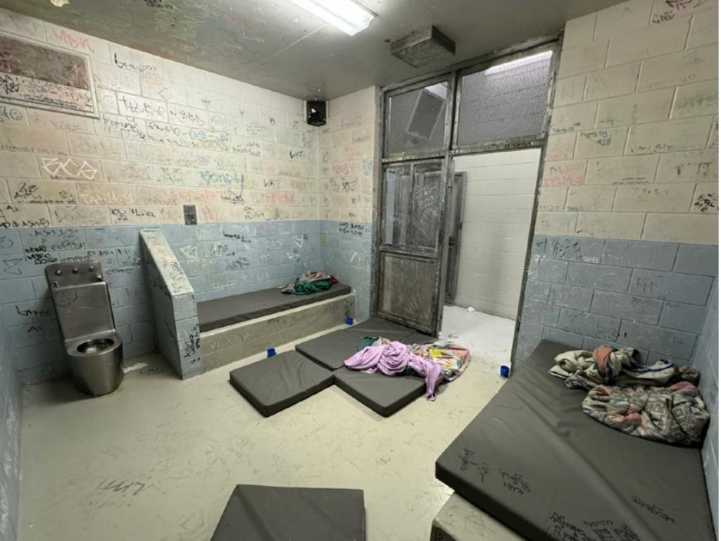 Accommodation cells in the boys unit at the Cairns watch-house. Picture: Queensland Ombudsman