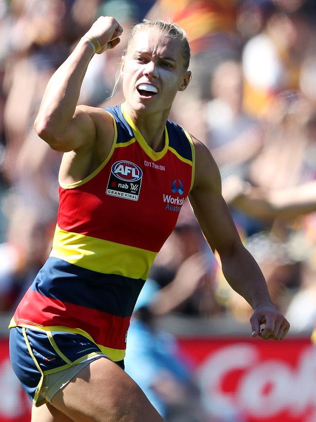 Phillips was the most dominant player in the AFLW at Adelaide. (Photo by Sarah Reed/AFL Photos via Getty Images)