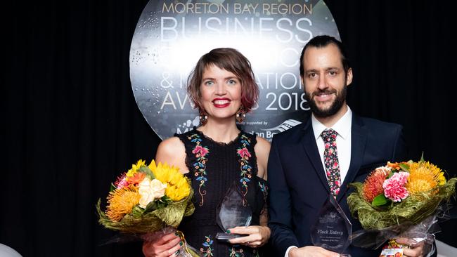 Moreton Bay Region 2018 Business Excellence and Innovation Awards, Geoff and Lexie Abel of Flock Eatery, winner of Moreton Bay Regional Council Business of the Year.Picture: Dominika Lis