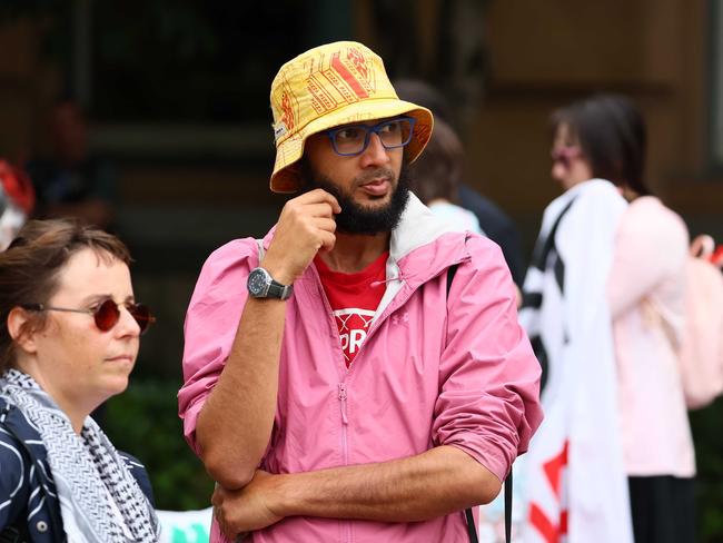 Jonathan Sri joined as protesters in Brisbane. Picture: Tertius Pickard