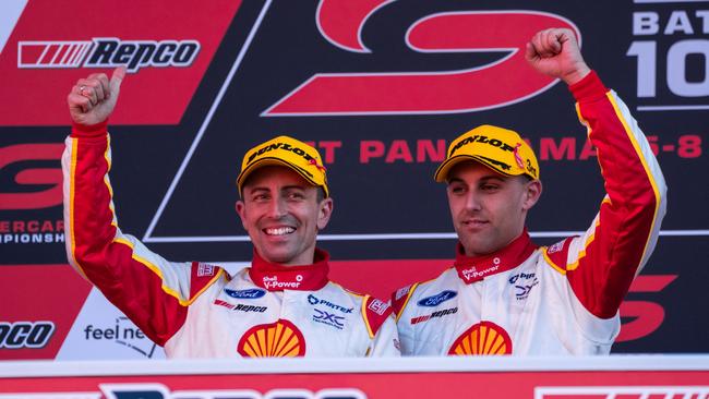 Tony D'Alberto and Anton de Pasquale after the Bathurst 1000. Picture: Getty Images