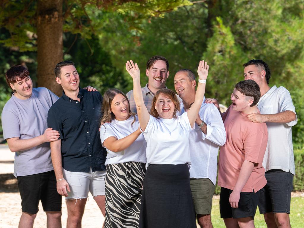 Trusting her gut has paid off for cancer patient Tanya Miles who is in with a fighting chance after surgery in China with Dr Charlie Teo. Pictured back home with Jonah, Ryan, Averil, Tanya, husband Damien, Noah, Sheldon and Finlay. Pic Rob Leeson.