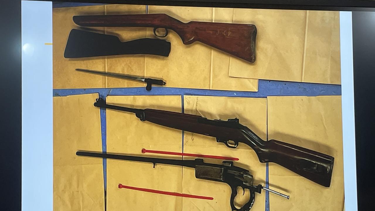 Some of the firearms seized from Parsons’ home when he was finally arrested for his crimes. Picture: SA Police