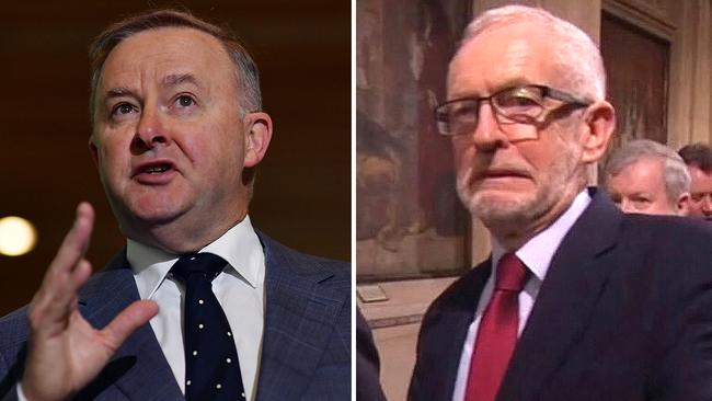 Opposition leader Anthony Albanese (left) and former UK Labour leader Jeremy Corbyn. Pictures: File