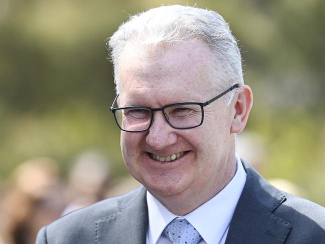 CANBERRA, Australia - October 24, 2024: Minister for the Arts, Tony Burke attends the official unveiling ceremony of Lindy Lee's Ouroboros at the National Gallery of Australia in Canberra. Picture: Martin Ollman