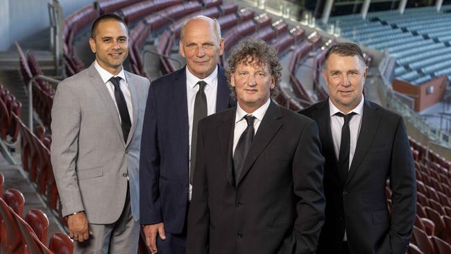 Port Adelaide hall of fame inductees Peter Burgoyne, Kym Kretschmer, David Brown and Brendon Lade. Picture: Kelly Barnes