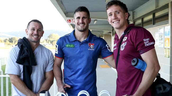 Matthew with Jack and Cooper after the boys played against each other last season. Photo by Brendon Thorne/Getty Images