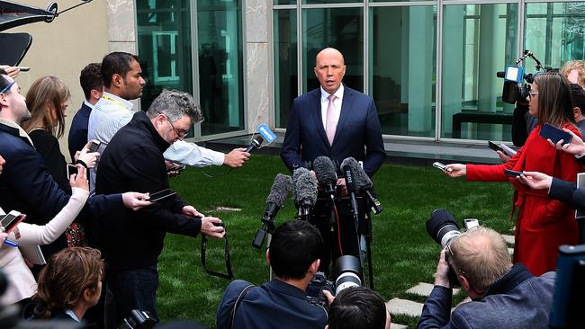 The moderates believe the Dutton camp had overstated their numbers in a “fake it till you make it” strategy. Picture: Kym Smith