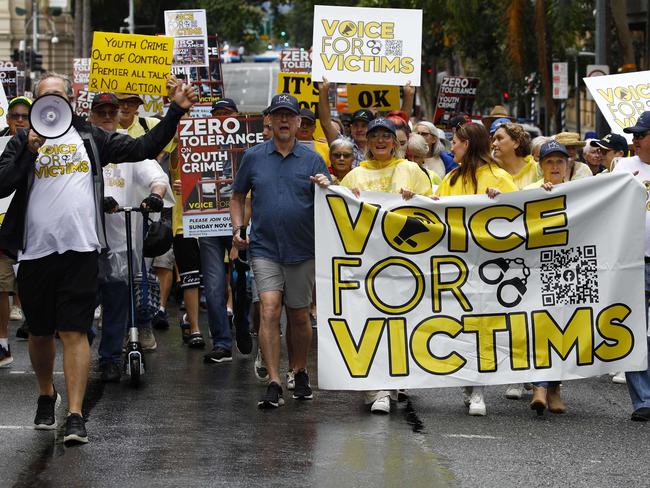 Hundreds of people gathered in Brisbane to protest against youth crime and a voice for the victims in November last year. Picture: Tertius Pickard