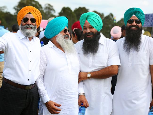 Rajwant Singh, Manjit Singh, Barinder Singh and Narinder Singh enjoy catching up. Picture: Angelo Velardo