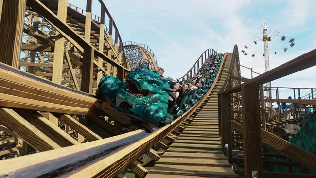 Artist impression of the Leviathan roller coaster.