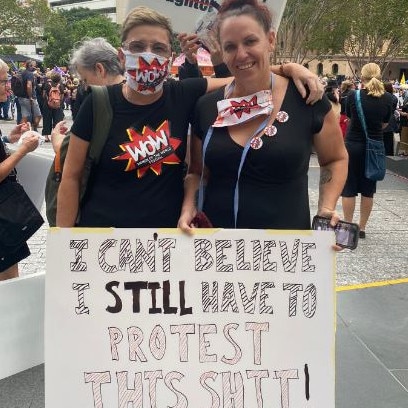 Participants in the Women's March4Justice in Brisbane. Picture: Sophie Chirgwin