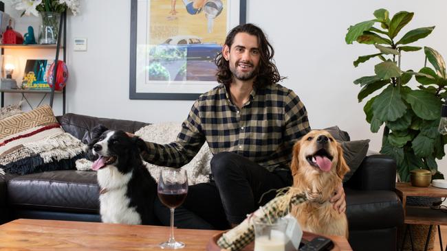 Brodie Grundy and his dogs Ava and Sam