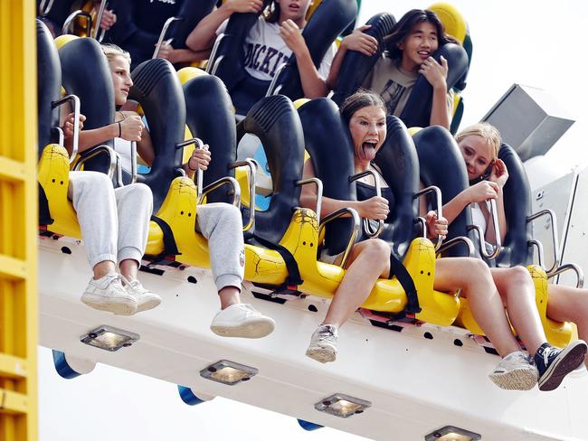 Ride goers at the Royal Easter Show Picture: Sam Ruttyn