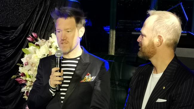 Eddie Perfect and Michael Cassel talk about Beetlejuice. Picture: Supplied