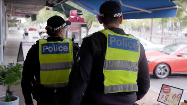 Victoria Police officers to during Operation Sentinel spot checks at businesses and parks to detect breaches of the Chief Health Officer’s directions. Picture: Supplied.