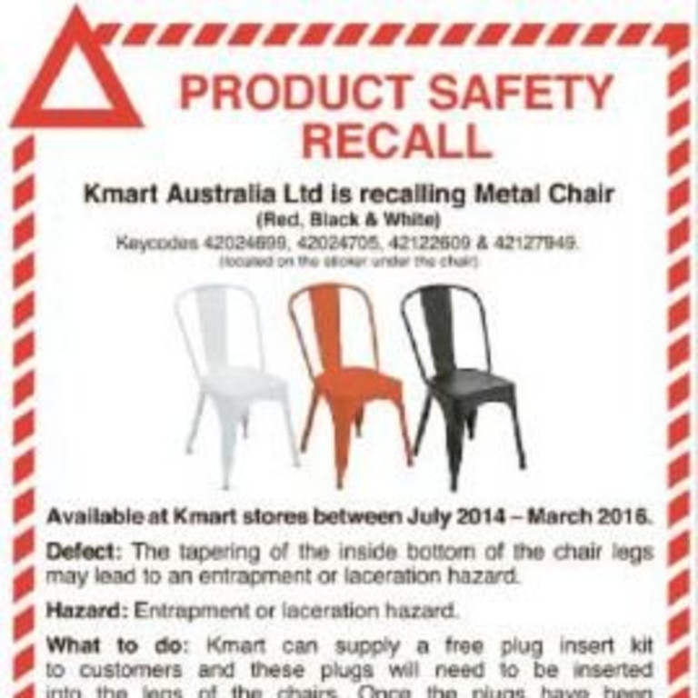 Kmart recalls popular metal chair due to entrapment and