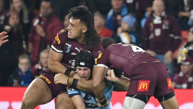 This incident involving Matt Burton triggered the Blues. Picture: NRL Photos