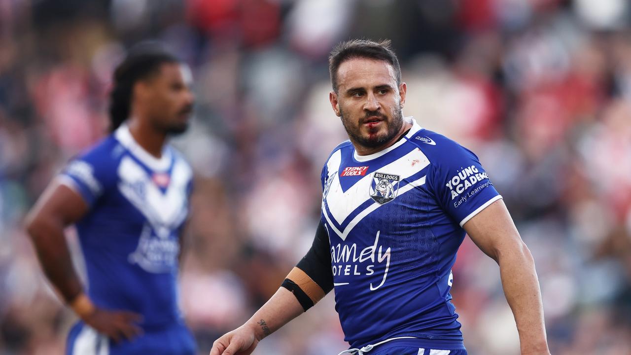 WOLLONGONG, AUSTRALIA - APRIL 30: Josh Reynolds of the Bulldogs looks on during the round nine NRL match between St George Illawarra Dragons and Canterbury Bulldogs at WIN Stadium on April 30, 2023 in Wollongong, Australia. (Photo by Matt King/Getty Images)