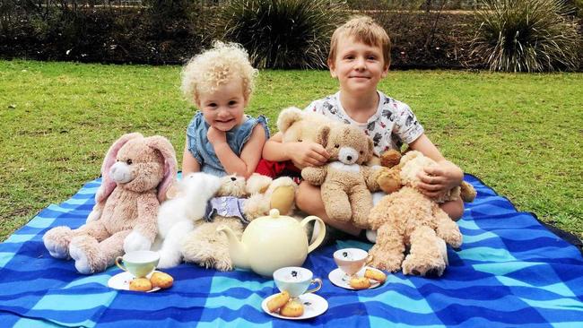 Daisy, 3, and Fox, 7, Davis look ahead to next month's Teddy Bears Picnic at Fernvale Community Hall. Picture: Brad Weir