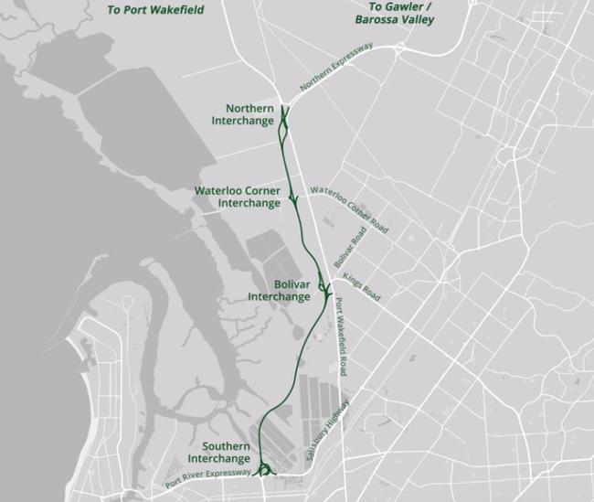 A map of the northern and southern interchanges. Picture: DPTI