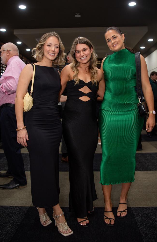 Kimmie Henderson, Callie Butcher and Ruby Jensen at the 2023 NRL NT Frank Johnson / Gaynor Maggs medal night. Picture: Pema Tamang Pakhrin