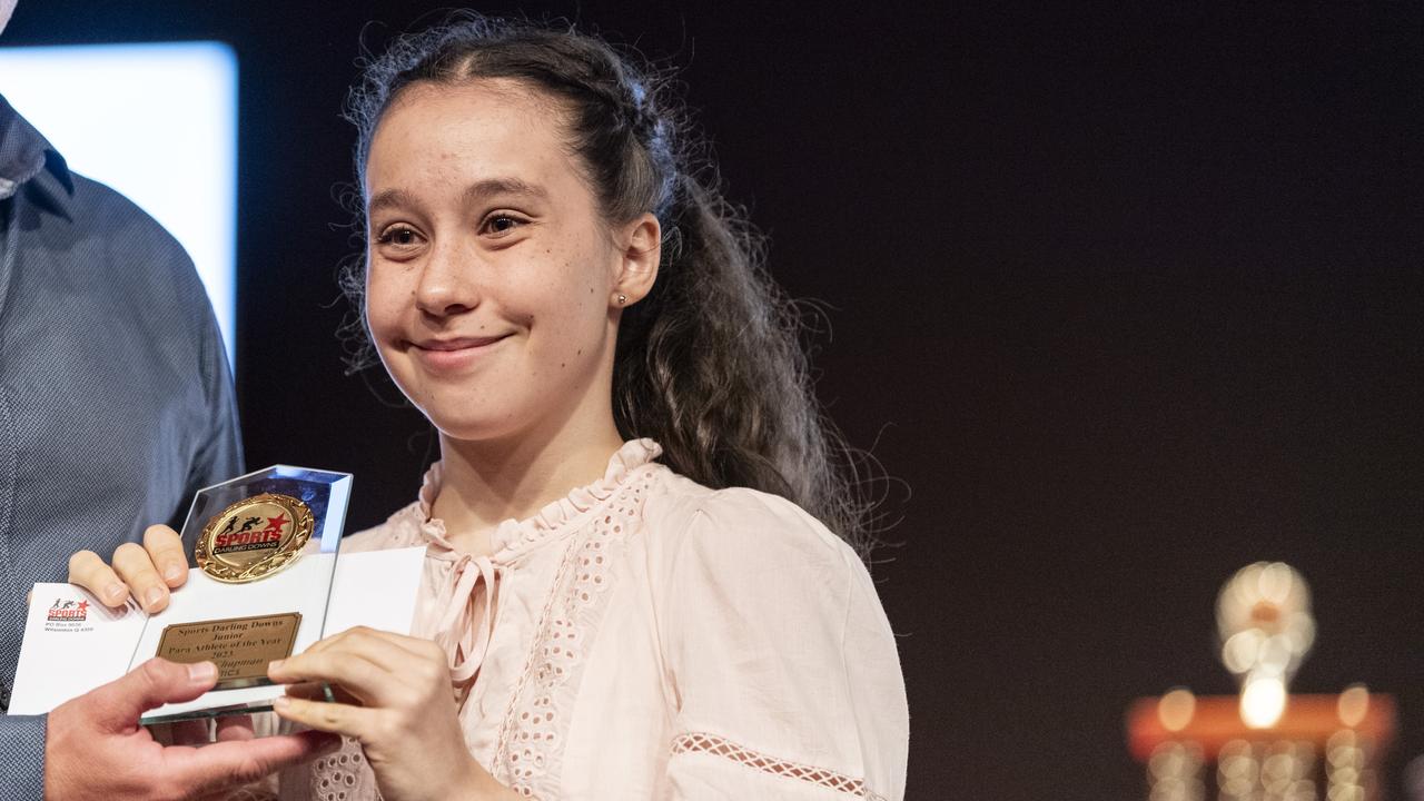 Taylah Chapman is named the 2023 Junior Para Athlete of the Year at the Sports Darling Downs annual awards presentation dinner. Picture: Kevin Farmer