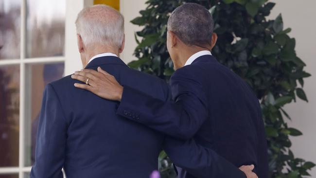 Joe Biden and Barack Obama in 2016. Picture: AP