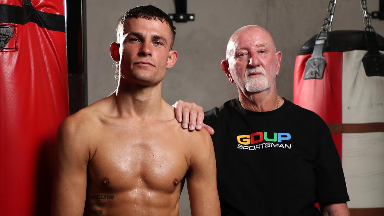 Harry Garside with Johnny Lewis at Bondi Boxing Club, Waterloo.