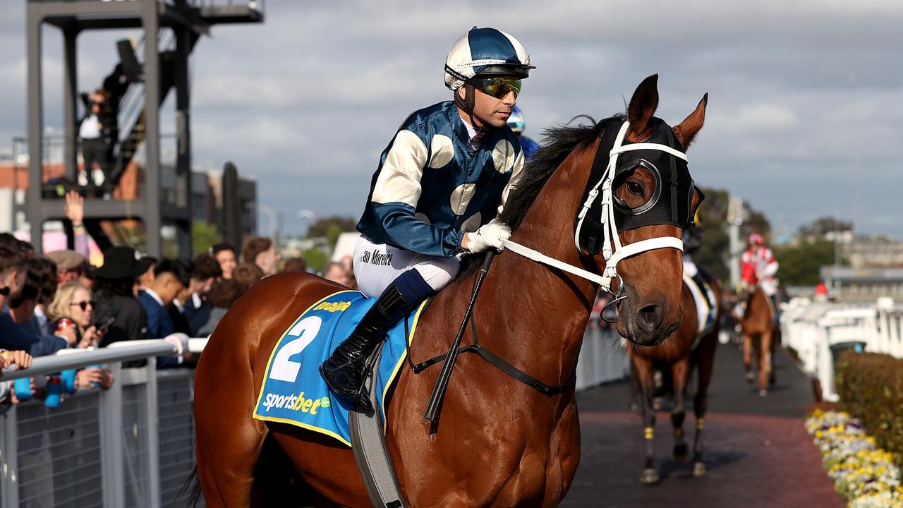 Joao Moreira riding Melbourne Cup favourite Buckaroo. (Photo by Kelly Defina/Getty Images)