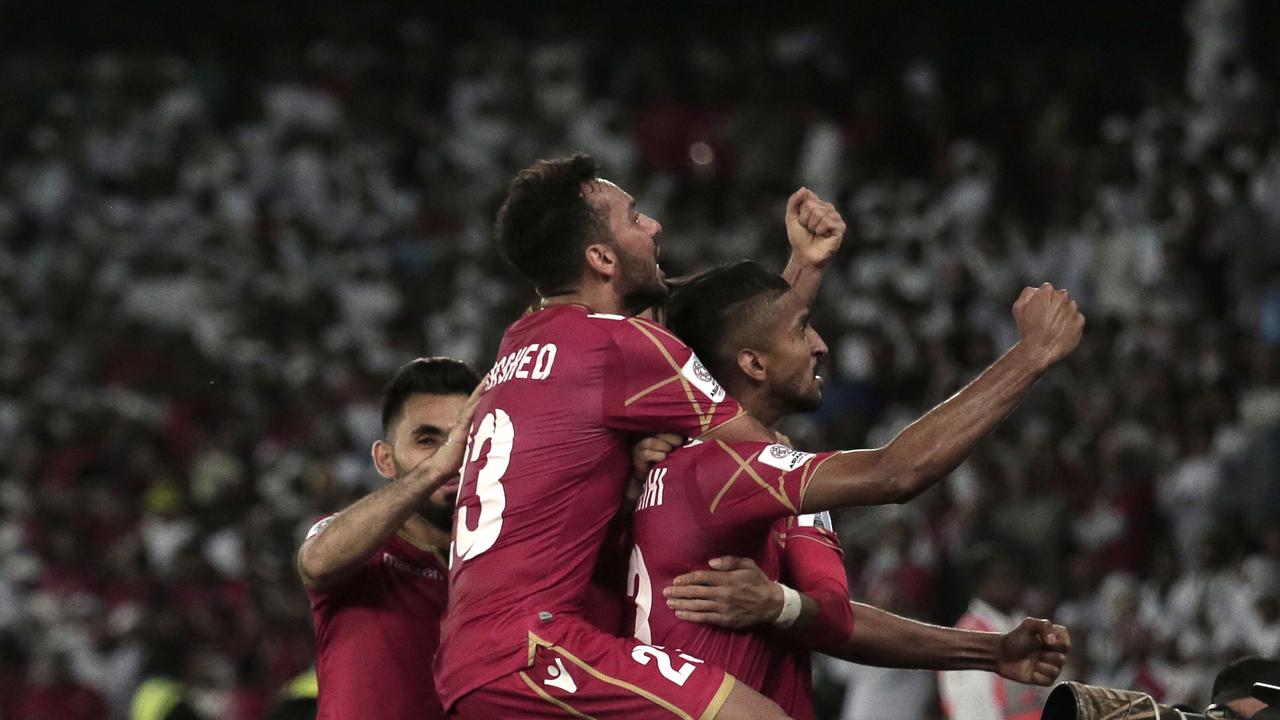 Bahrain's forward Mohamed Al Rohaini after scoring.