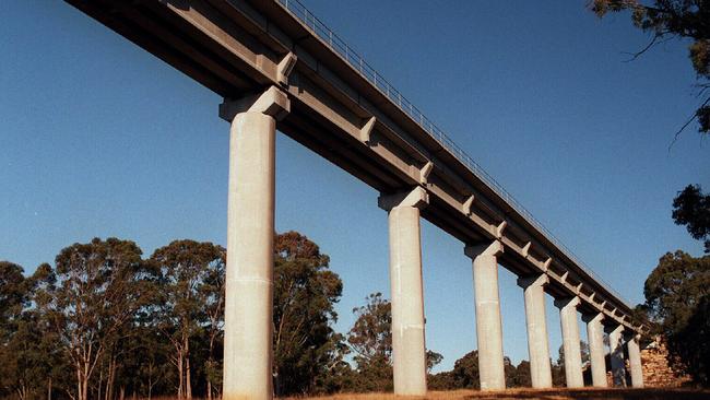 The half-finished railway bridge pictured in 1995.