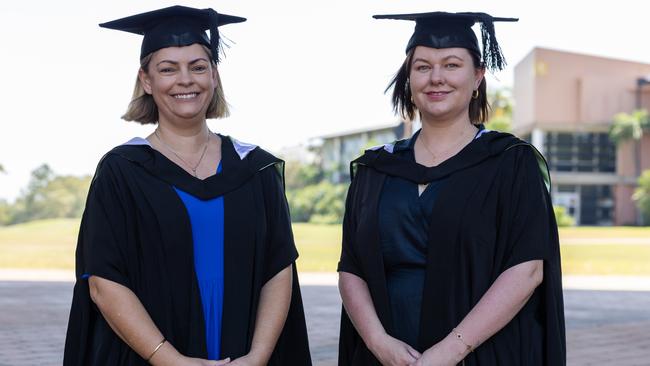 Amanda Starkey and Dannielle Vince at the 2025 Graduation ceremony held at Charles Darwin University on May 20, 2025. Picture: Pema Tamang Pakhrin