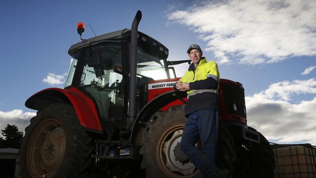 Nathan Richardson on his farm at Thirlstane. Picture: Chris Kidd