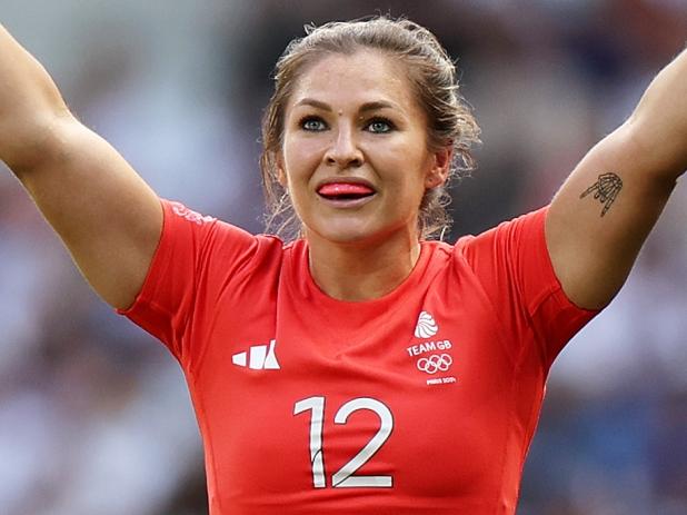 PARIS, FRANCE - JULY 28: Amy Wilson Hardy of Team Great Britain celebrates during the WomenÃ¢â¬â¢s Pool B match between Ireland and Great Britain and B on day two of the Olympic Games Paris 2024 at Stade de France on July 28, 2024 in Paris, France. (Photo by Hannah Peters/Getty Images)