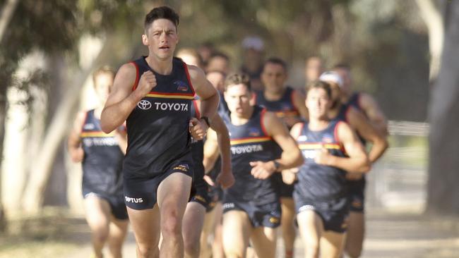 Adelaide Crows time trial around Uni Loop in North Adelaide. Picture: Dean Martin/AAP