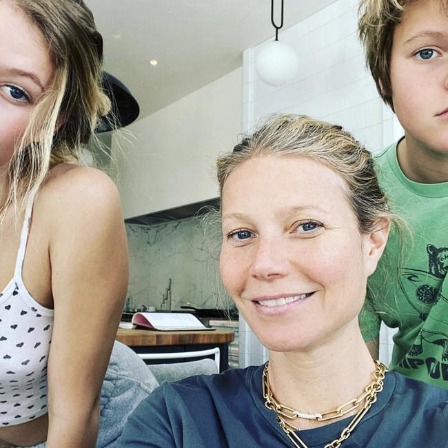 Gwyneth Paltrow with children Apple and Moses. Picture: Instagram.