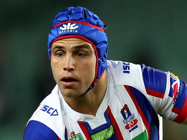 SYDNEY, AUSTRALIA - JULY 21: Jamie Buhrer of the Knights runs with the ball during the round 20 NRL match between the Sydney Roosters and the Newcastle Knights at Allianz Stadium on July 21, 2017 in Sydney, Australia.  (Photo by Cameron Spencer/Getty Images)