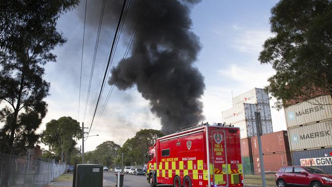 The explosion triggered a blaze at the Fitzpatrick St site. Picture: Melvyn Knipe